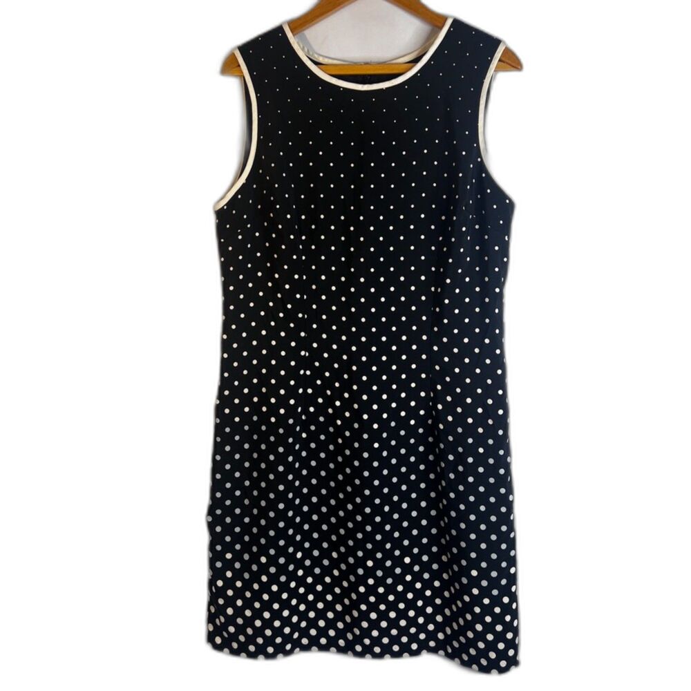 CDC Caren Desiree Company Dress Polka Dot Sleeveless Sheath‎ Lightweight Size 14